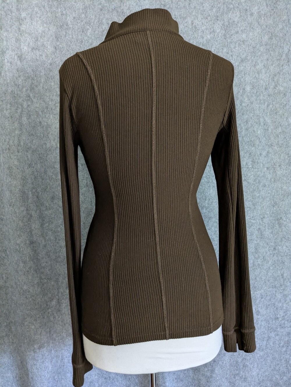 Solid Citizen Equestrian Kori Top Chocolate Brown Rib Knit Size Lg - Picture 4 of 11